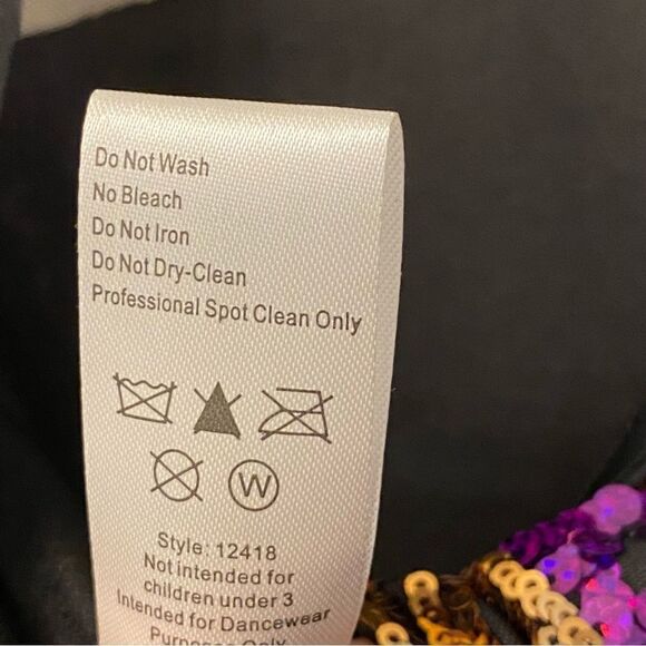 Weissman Dance costume dress black purple sequin Check Me Out 12418 child LC - Picture 7 of 10